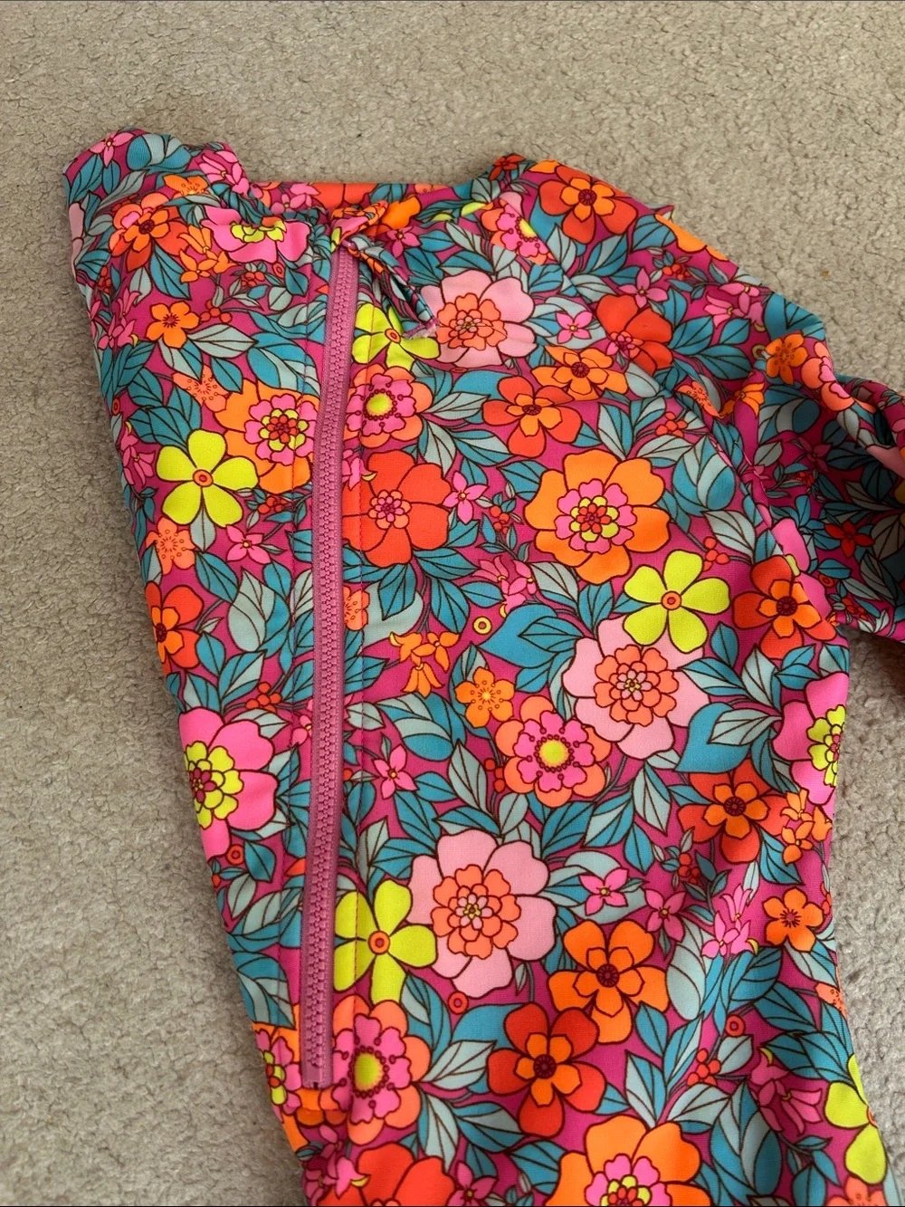 Cat & Jack Pink Floral Short Sleeve One-Piece